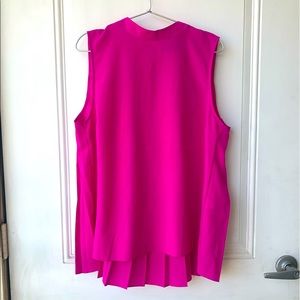 French Connection mockneck fuchsia pleated tank XL